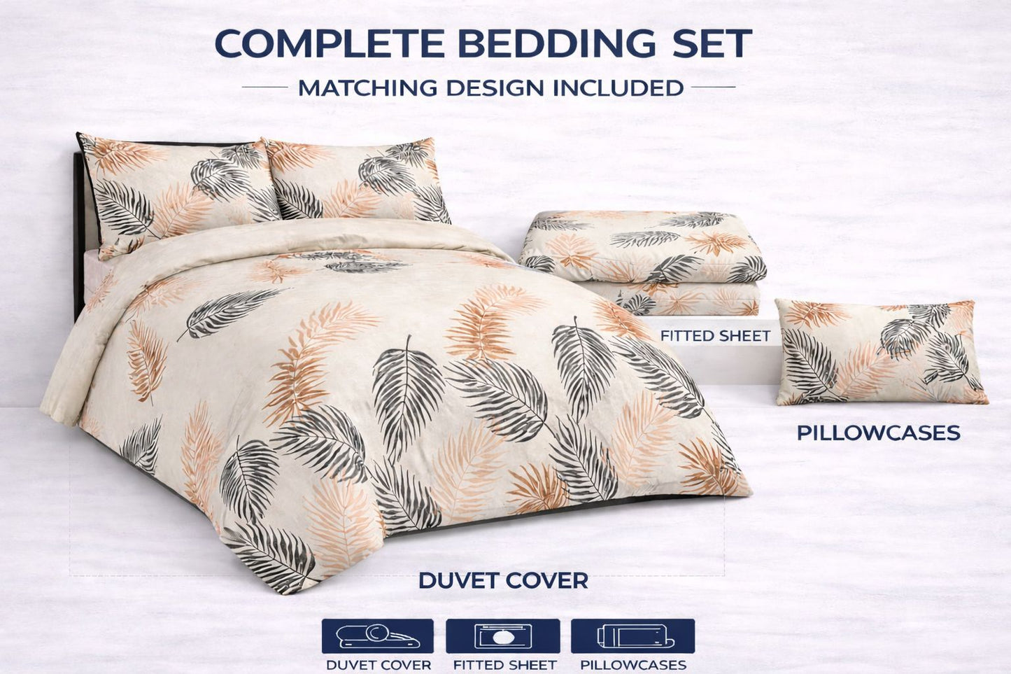 4 Piece Printed Microfiber Bedding Set – Duvet Cover, Fitted Sheet & Pillowcases | Night Zone