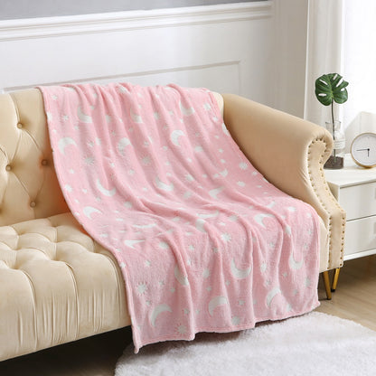 Glow In The Dark Fleece Blanket 100 x 150cm – Soft Kids Throw Blanket | Night Zon