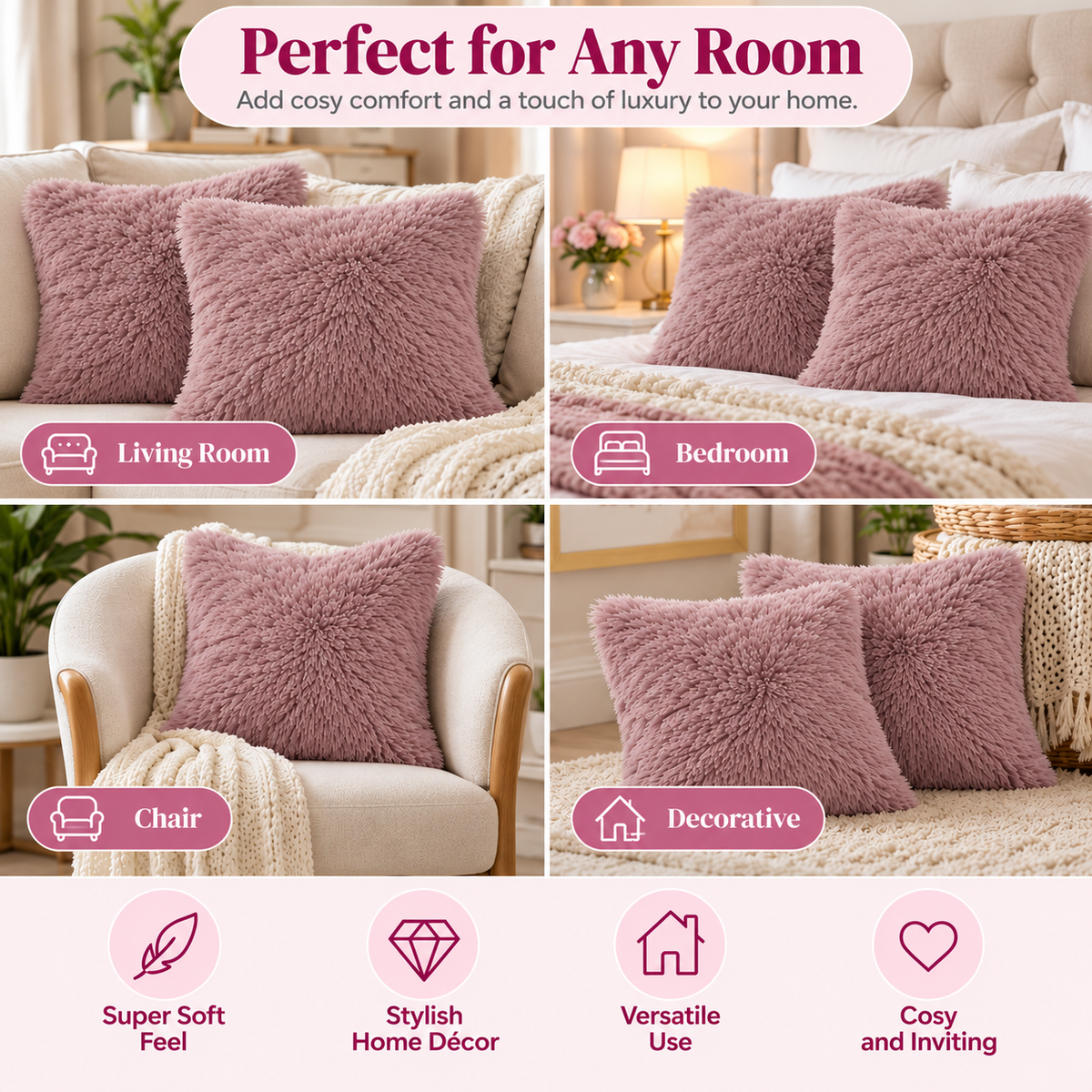 Teddy Hug Fleece Cushion Cover – Soft Fluffy Snug Cuddle Cushion Cover | Night Zone