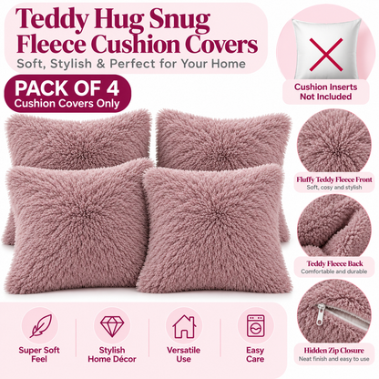 Teddy Hug Fleece Cushion Cover – Soft Fluffy Snug Cuddle Cushion Cover | Night Zone