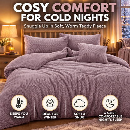 Teddy Fleece Waves Duvet Cover Set with Matching Cushion Covers | Night Zone