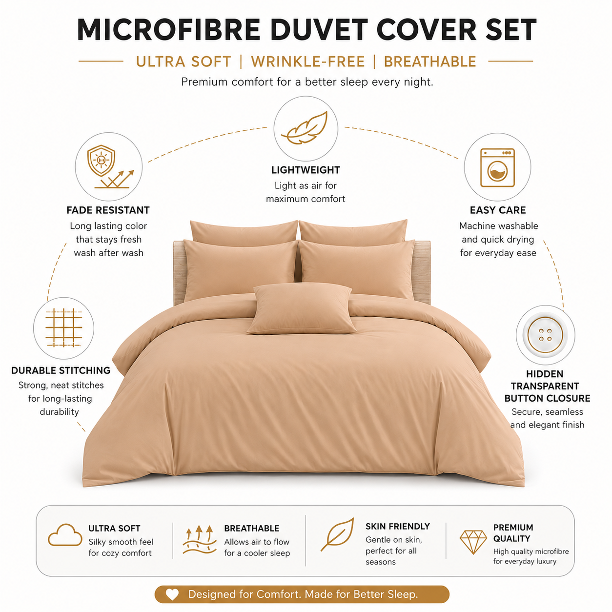 Microfibre Duvet Cover Set – Ultra Soft Easy Care Bedding | Night Zone