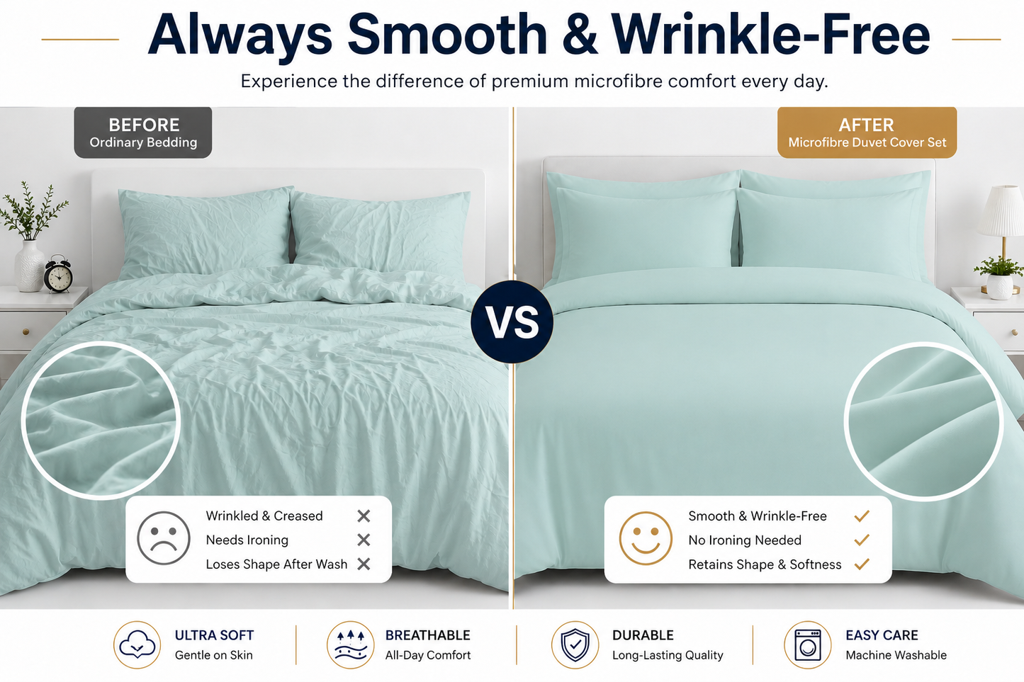 Microfibre Duvet Cover Set – Ultra Soft Easy Care Bedding | Night Zone