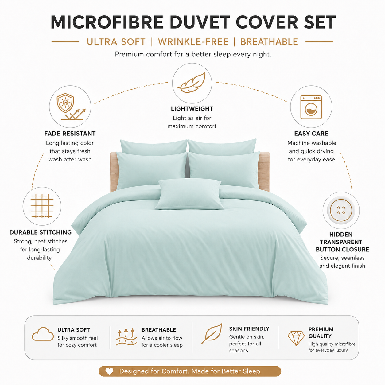 Microfibre Duvet Cover Set – Ultra Soft Easy Care Bedding | Night Zone