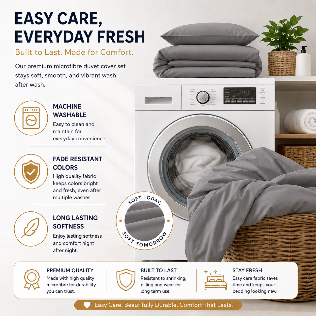 Microfibre Duvet Cover Set – Ultra Soft Easy Care Bedding | Night Zone