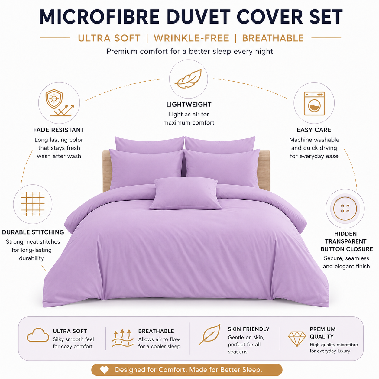 Microfibre Duvet Cover Set – Ultra Soft Easy Care Bedding | Night Zone
