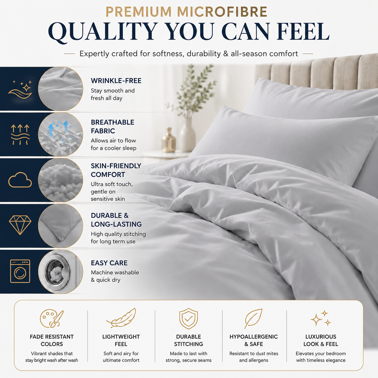 Microfibre Duvet Cover Set – Ultra Soft Easy Care Bedding | Night Zone