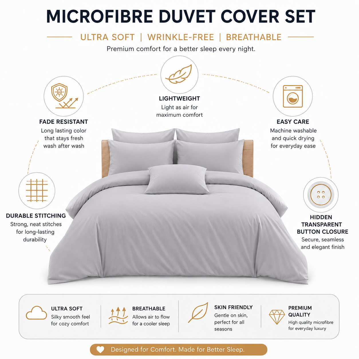 Microfibre Duvet Cover Set – Ultra Soft Easy Care Bedding | Night Zone