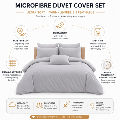 Microfibre Duvet Cover Set – Ultra Soft Easy Care Bedding | Night Zone
