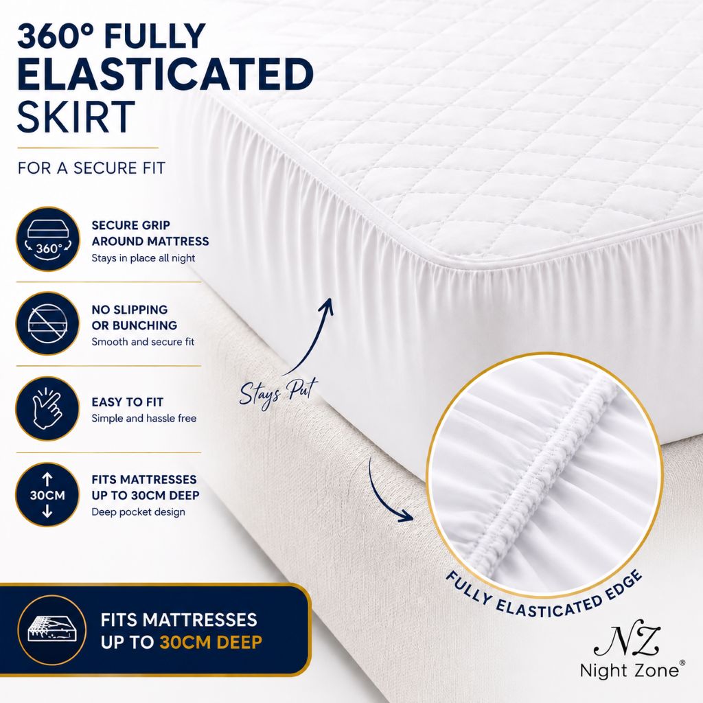 Microfiber Quilted Waterproof Mattress Protector Extra Deep 30cm – Soft Breathable Mattress Cover | Night Zone