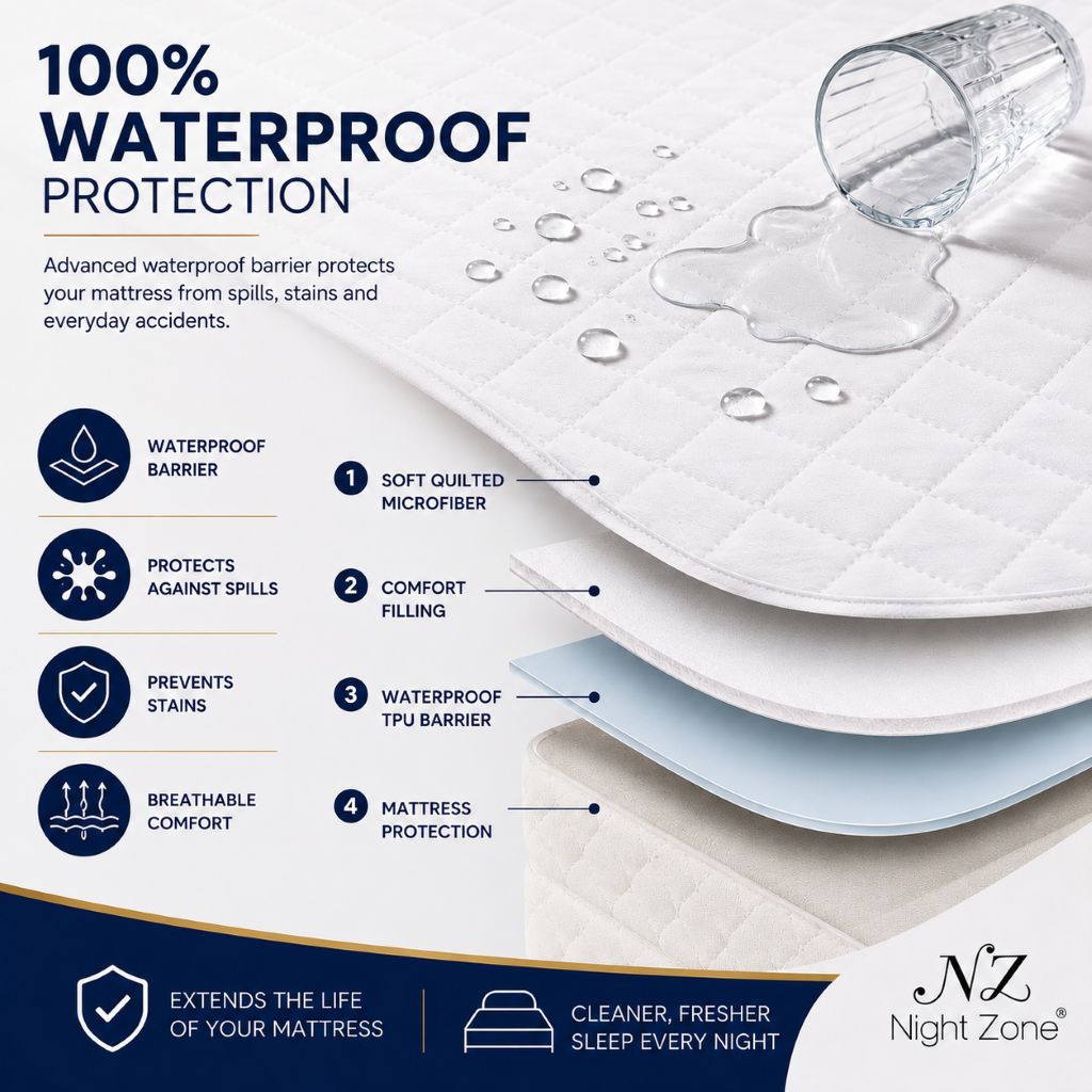 Microfiber Quilted Waterproof Mattress Protector Extra Deep 30cm – Soft Breathable Mattress Cover | Night Zone