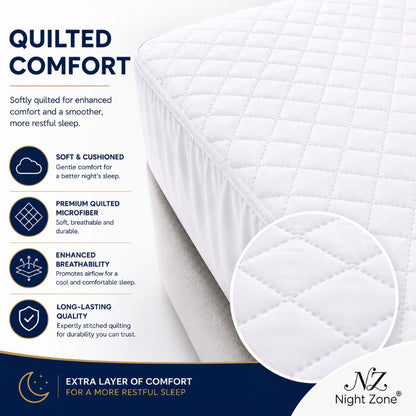 Microfiber Quilted Waterproof Mattress Protector Extra Deep 30cm – Soft Breathable Mattress Cover | Night Zone