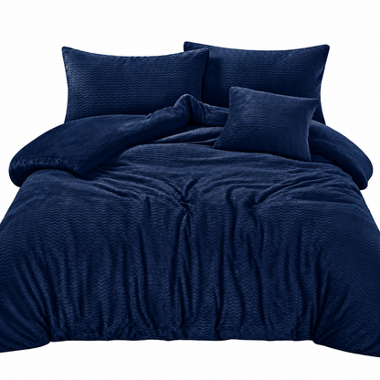 Teddy Fleece Waves Duvet Cover Set with Matching Cushion Covers | Night Zone