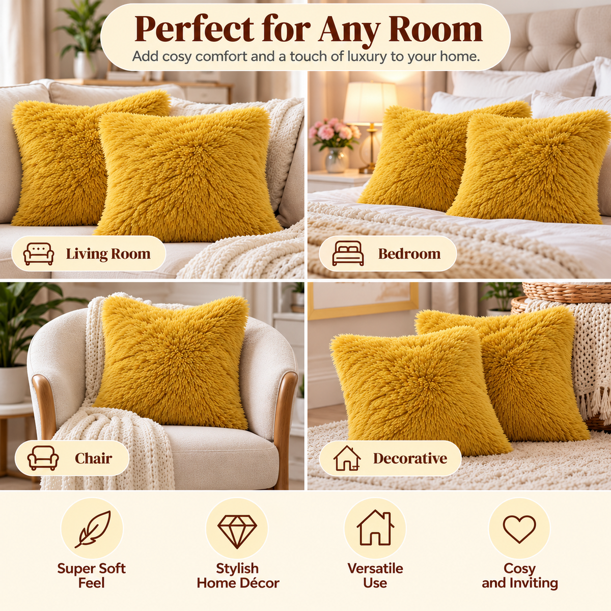 Teddy Hug Fleece Cushion Cover – Soft Fluffy Snug Cuddle Cushion Cover | Night Zone