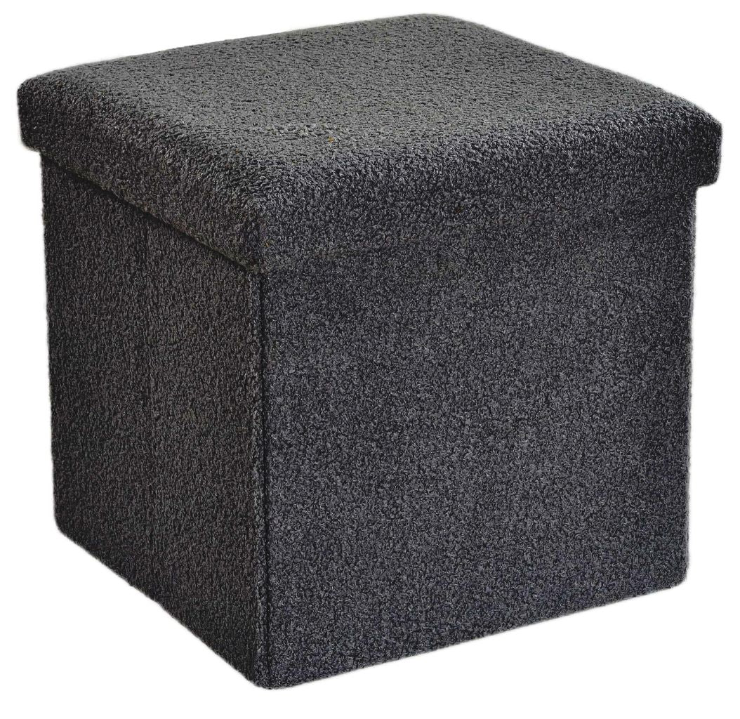 Boucle Teddy Storage Box – Soft Fabric Storage Ottoman | Night Zone