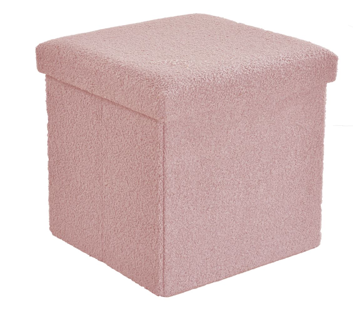 Boucle Teddy Storage Box – Soft Fabric Storage Ottoman | Night Zone