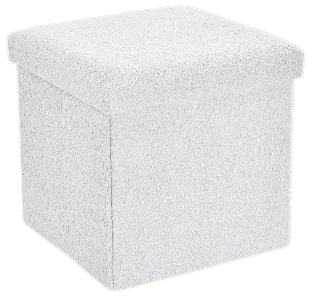 Boucle Teddy Storage Box – Soft Fabric Storage Ottoman | Night Zone