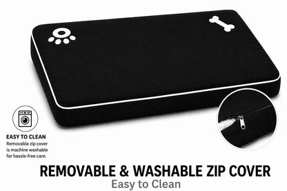 Bone & Paw Print Washable Pet Bed for Dogs and Cats Soft 100% Polyester Sleeping Cushion with Removable Zipper