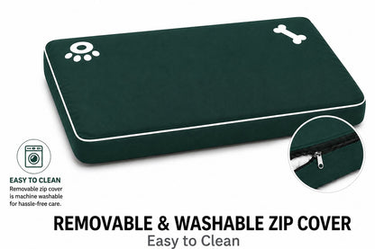 Bone & Paw Print Washable Pet Bed for Dogs and Cats Soft 100% Polyester Sleeping Cushion with Removable Zipper