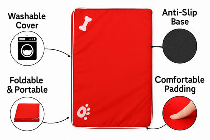 Bone & Paw Print Washable Pet Bed for Dogs and Cats Soft 100% Polyester Sleeping Cushion with Removable Zipper