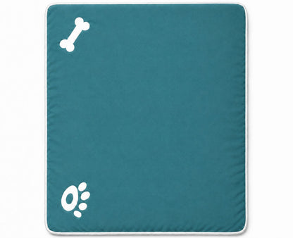 Bone & Paw Print Washable Pet Bed for Dogs and Cats Soft 100% Polyester Sleeping Cushion with Removable Zipper