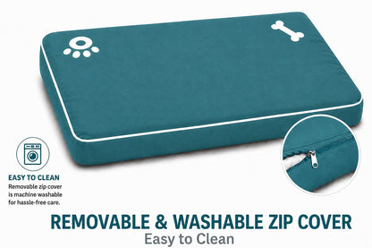 Bone & Paw Print Washable Pet Bed for Dogs and Cats Soft 100% Polyester Sleeping Cushion with Removable Zipper