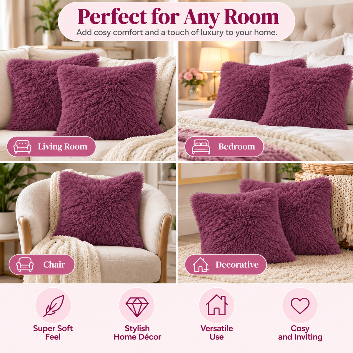 Teddy Hug Fleece Cushion Cover – Soft Fluffy Snug Cuddle Cushion Cover | Night Zone
