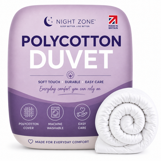 Hollowfibre Duvet – Soft Polycotton Lightweight Warm Bedding | Night Zone