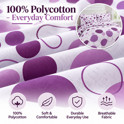Noah Printed Polycotton Duvet Cover Set – Soft Easy Care Bedding | Night Zone