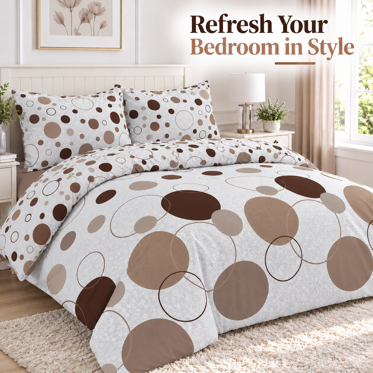 Noah Printed Polycotton Duvet Cover Set – Soft Easy Care Bedding | Night Zone