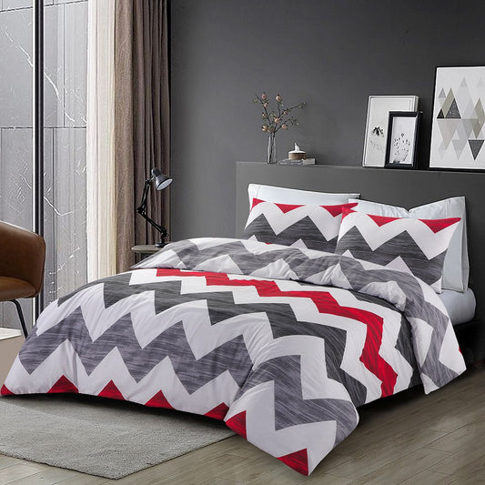 Zigzag Ronald Duvet Cover Set – Modern Geometric Poly cotton Quilt Cover with Pillowcases | Night Zone