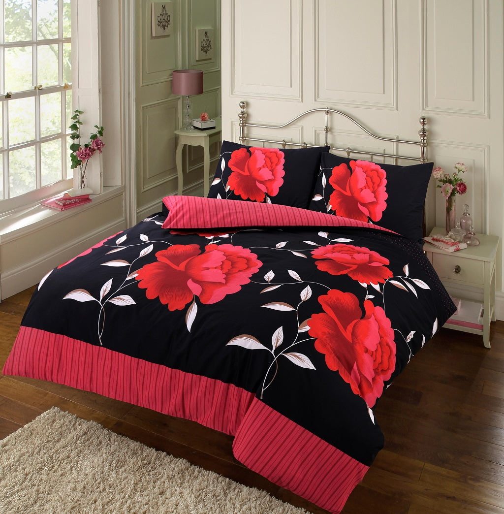 Rosaleen Printed Polycotton Duvet Cover Set – Soft Easy Care Bedding | Night Zone