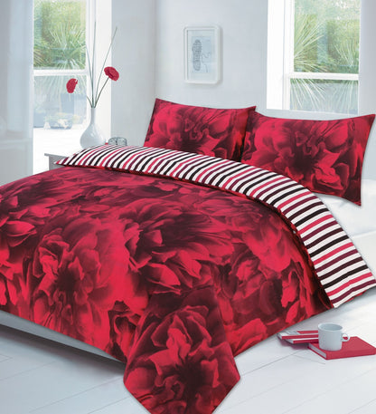 Rose Floral Printed Polycotton Duvet Cover Set – Soft Easy Care Bedding | Night Zone