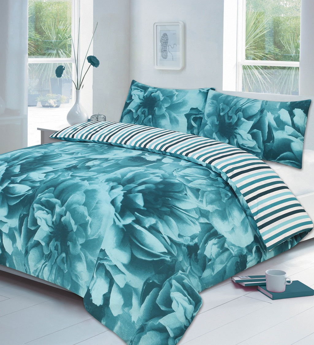 Rose Floral Printed Polycotton Duvet Cover Set – Soft Easy Care Bedding | Night Zone