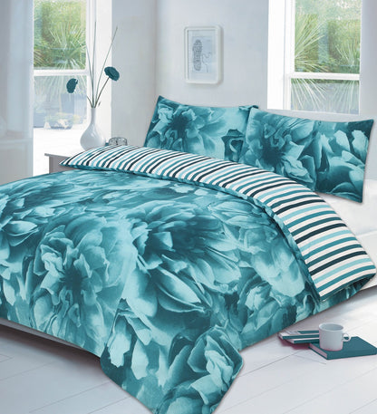 Rose Floral Printed Polycotton Duvet Cover Set – Soft Easy Care Bedding | Night Zone