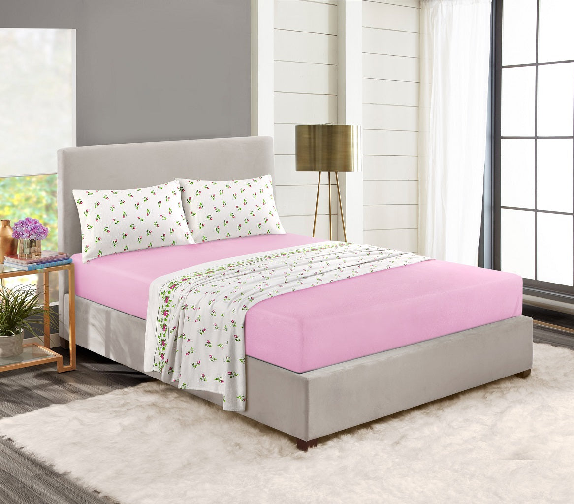 Rosebud Floral Flannelette Sheet Set – 100% Brushed Cotton Bedding | Night Zone