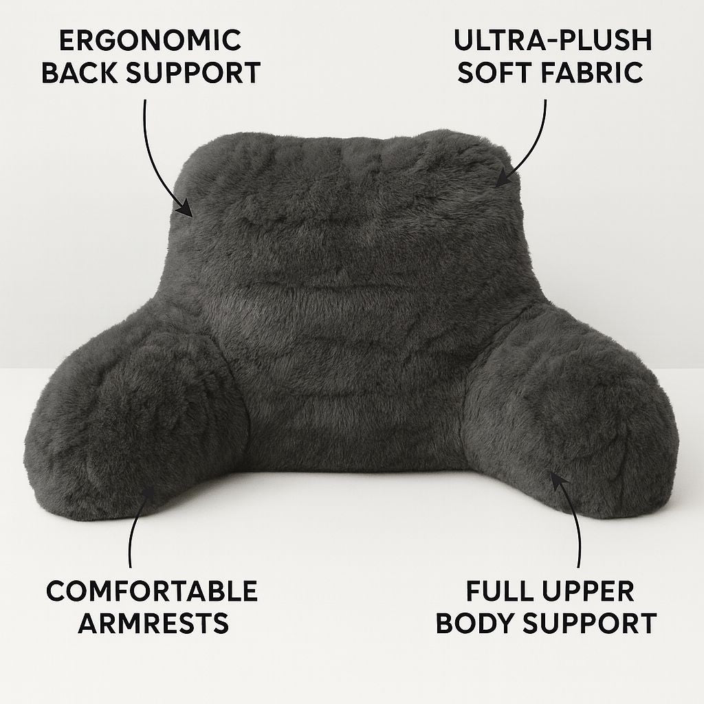 Reading Pillow Backrest with Arms – Ultra Soft Fluffy Bed Rest Support Cushion | Night Zone