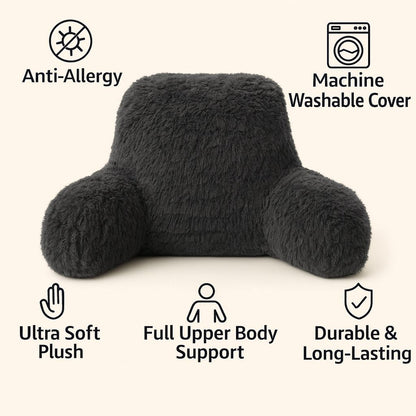 Reading Pillow Backrest with Arms – Ultra Soft Fluffy Bed Rest Support Cushion | Night Zone