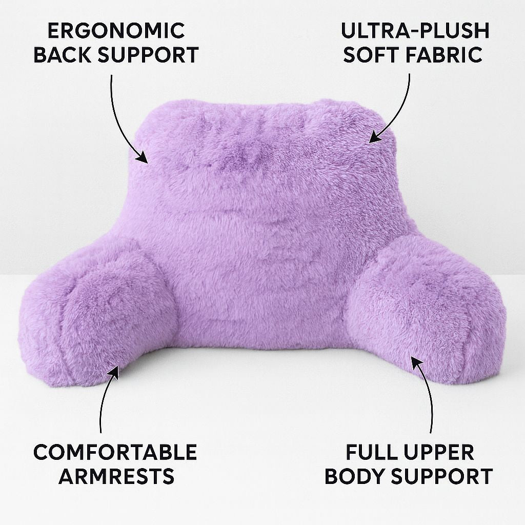 Reading Pillow Backrest with Arms – Ultra Soft Fluffy Bed Rest Support Cushion | Night Zone