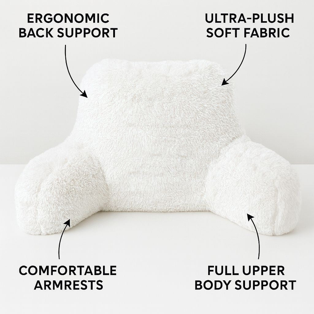 Reading Pillow Backrest with Arms – Ultra Soft Fluffy Bed Rest Support Cushion | Night Zone