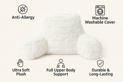 Reading Pillow Backrest with Arms – Ultra Soft Fluffy Bed Rest Support Cushion | Night Zone