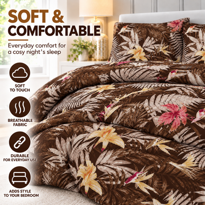 Abby Printed Polycotton Duvet Cover Set – Soft Easy Care Bedding | Night Zone
