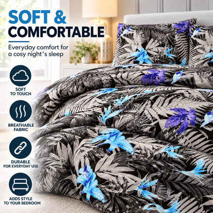 Abby Printed Polycotton Duvet Cover Set – Soft Easy Care Bedding | Night Zone