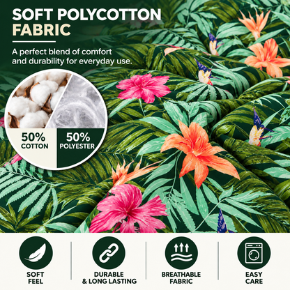 Abby Printed Polycotton Duvet Cover Set – Soft Easy Care Bedding | Night Zone