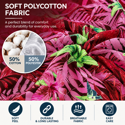 Abby Printed Polycotton Duvet Cover Set – Soft Easy Care Bedding | Night Zone