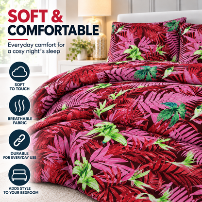 Abby Printed Polycotton Duvet Cover Set – Soft Easy Care Bedding | Night Zone