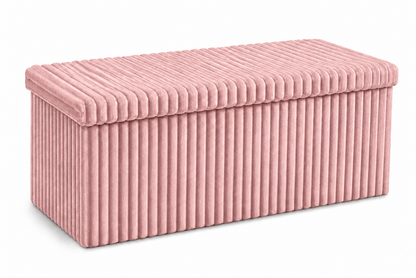 Corduroy Ribbed Foldable Storage Ottoman Box – Padded Storage Bench with Lid | Night Zone