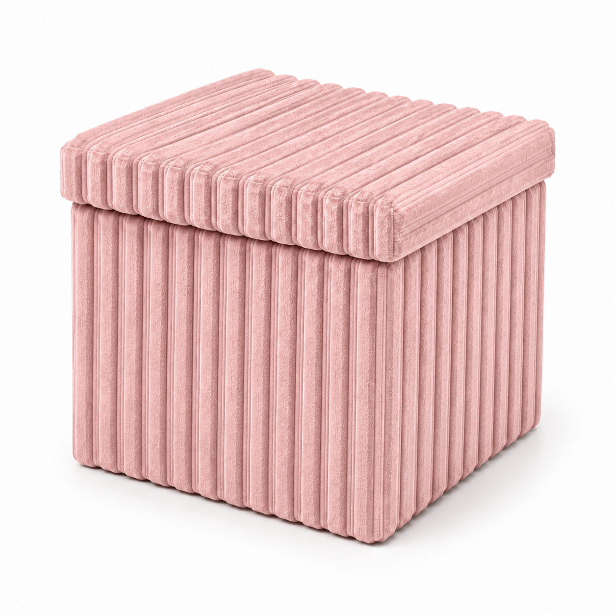 Corduroy Ribbed Foldable Storage Ottoman Box – Padded Storage Bench with Lid | Night Zone