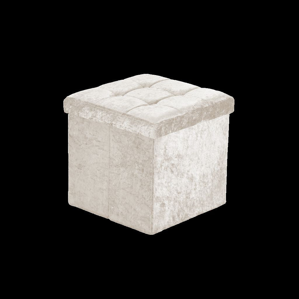 Crushed Velvet Fold-able Storage Ottoman Box – Tufted Storage Bench with Lid | Night Zone