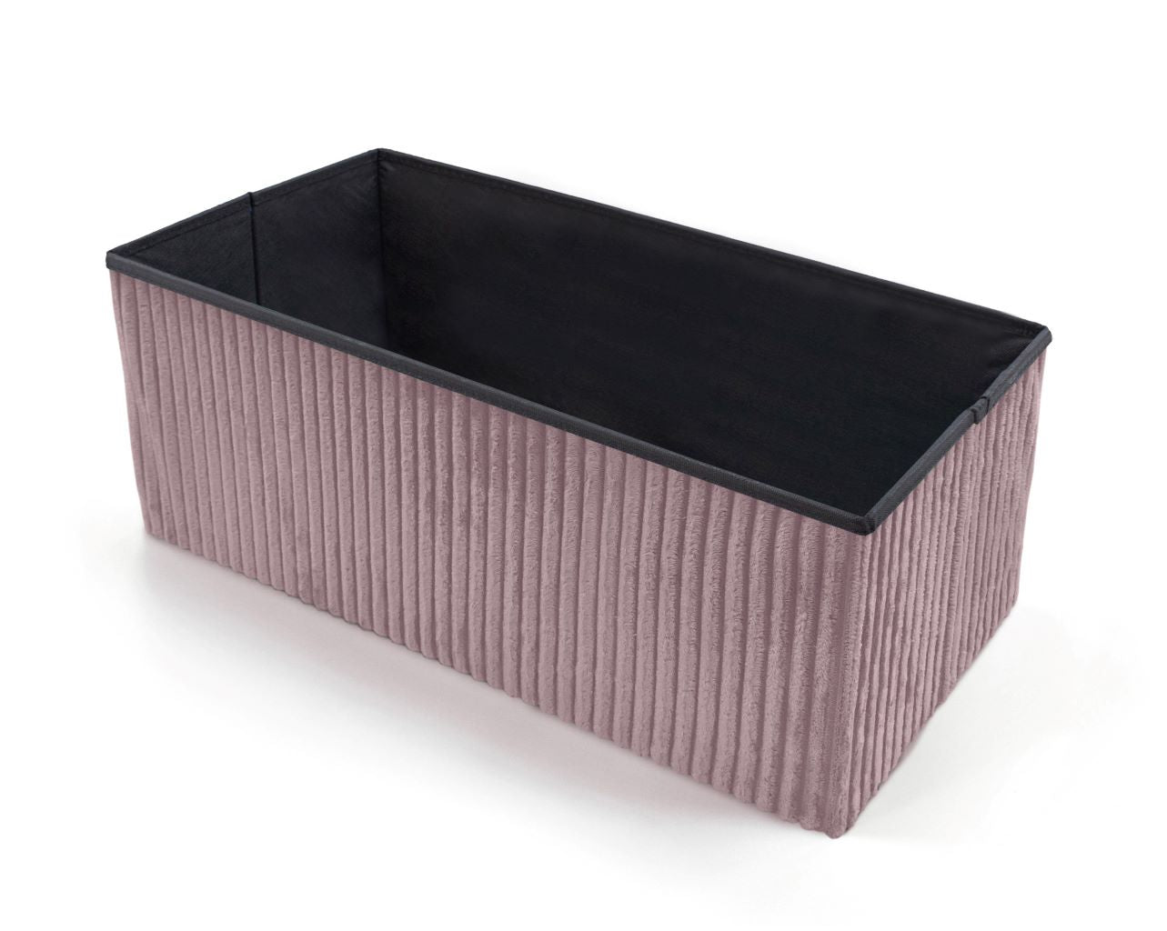 Corduroy Ribbed Foldable Storage Ottoman Box – Padded Storage Bench with Lid | Night Zone